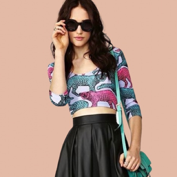 Nasty Gal Neon Leopard Print Crop Top - Picture 3 of 7